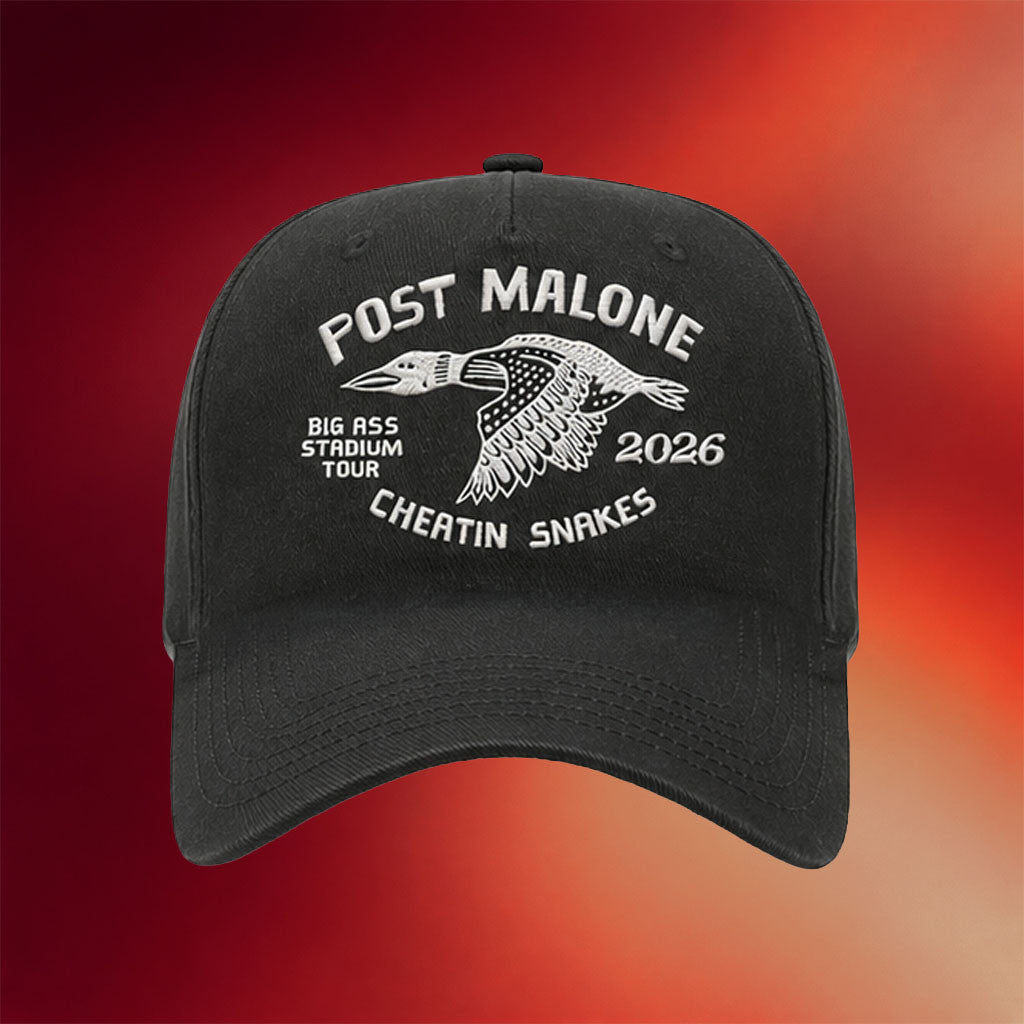 Post Malone Merch 2026 Post Malone X Cheatin Snakes Hat Embroidered Post Malone Tour Merch - Merchluma