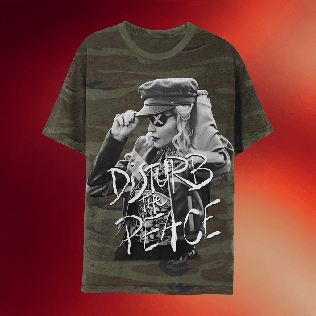 Madonna Merch 2026 Disturb The Peace Madame X Camo T-Shirt Gifts For Music Lovers - Merchluma
