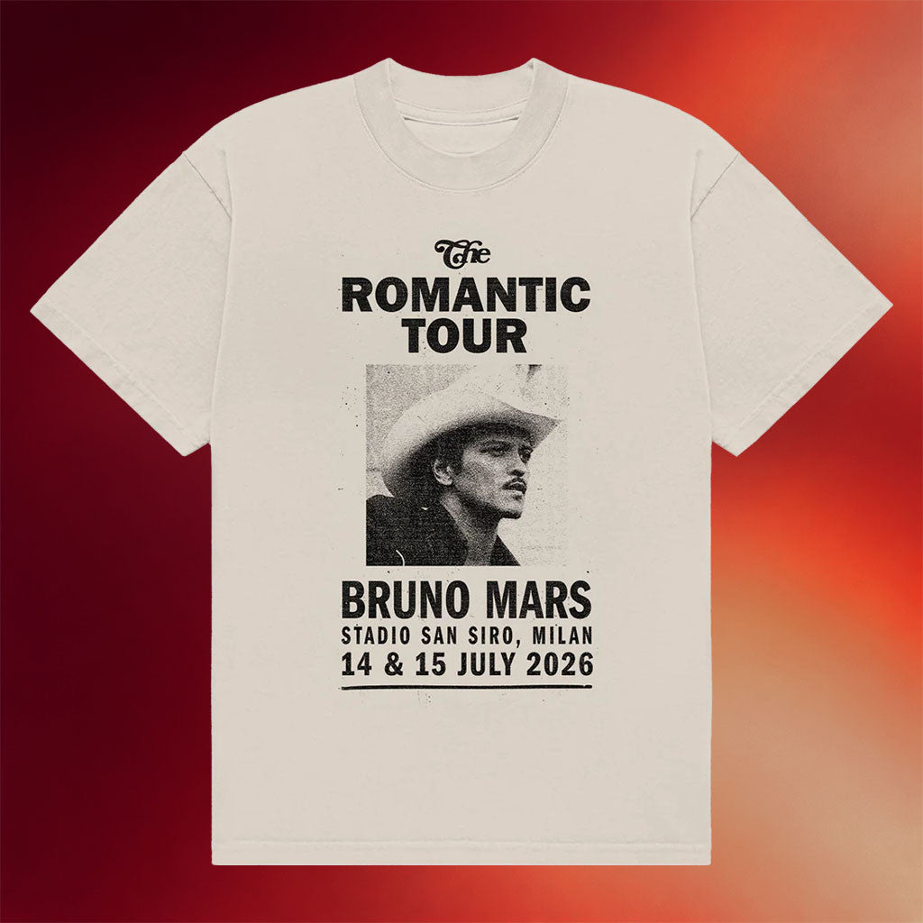 Bruno Mars Merch 2026 Milan The Romantic Tour T-Shirt Music Fan Shirt Gift For BFF - Merchluma