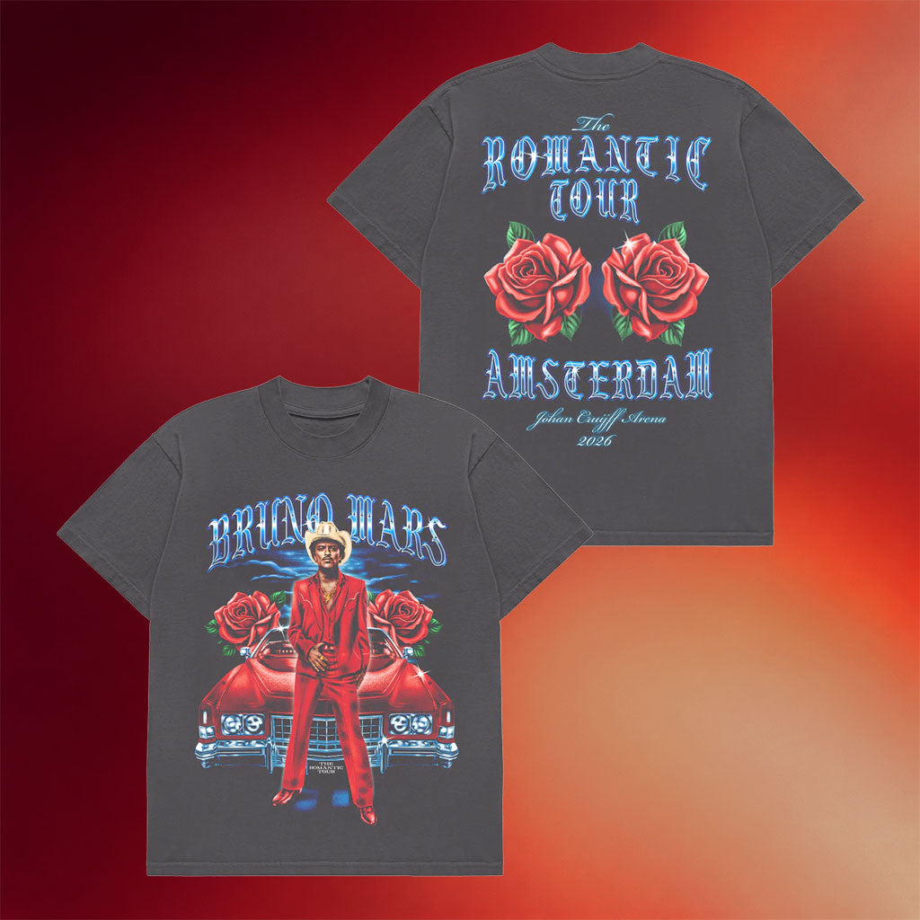 Bruno Mars Merch 2026 Amsterdam The Romantic Tour Vintage T-Shirt Gift For Music Lovers - Merchluma
