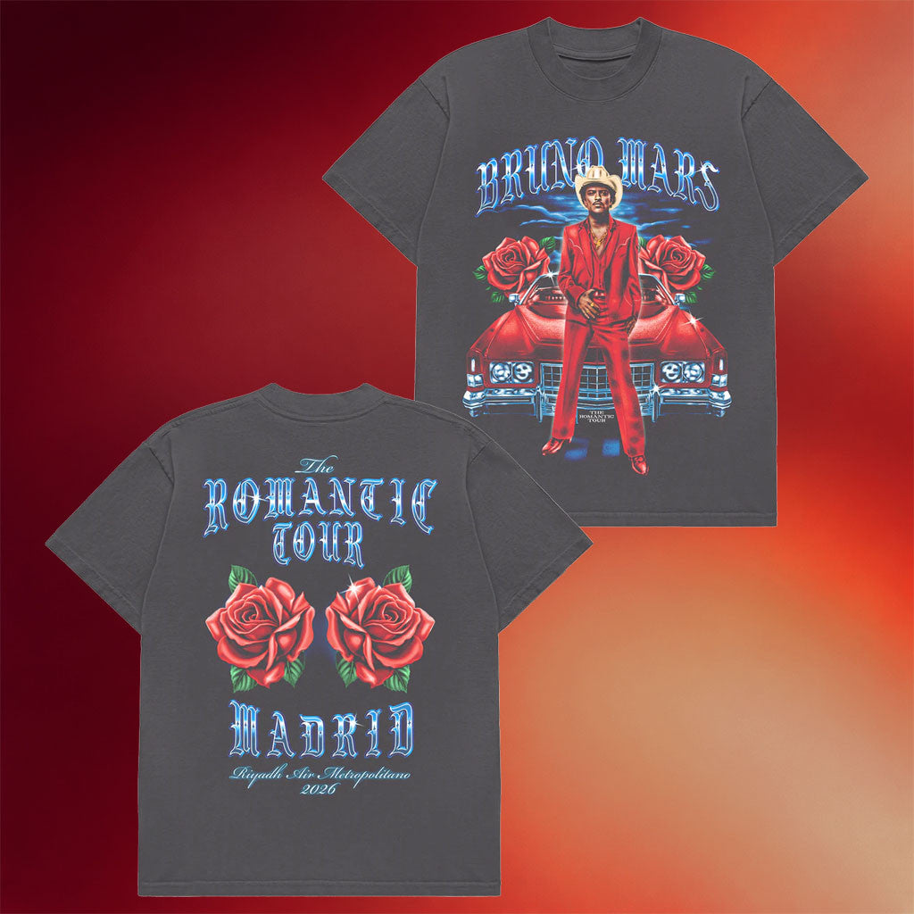 Bruno Mars Merch 2026 Madrid The Romantic Tour Vintage T-Shirt Gift For Music Lovers - Merchluma