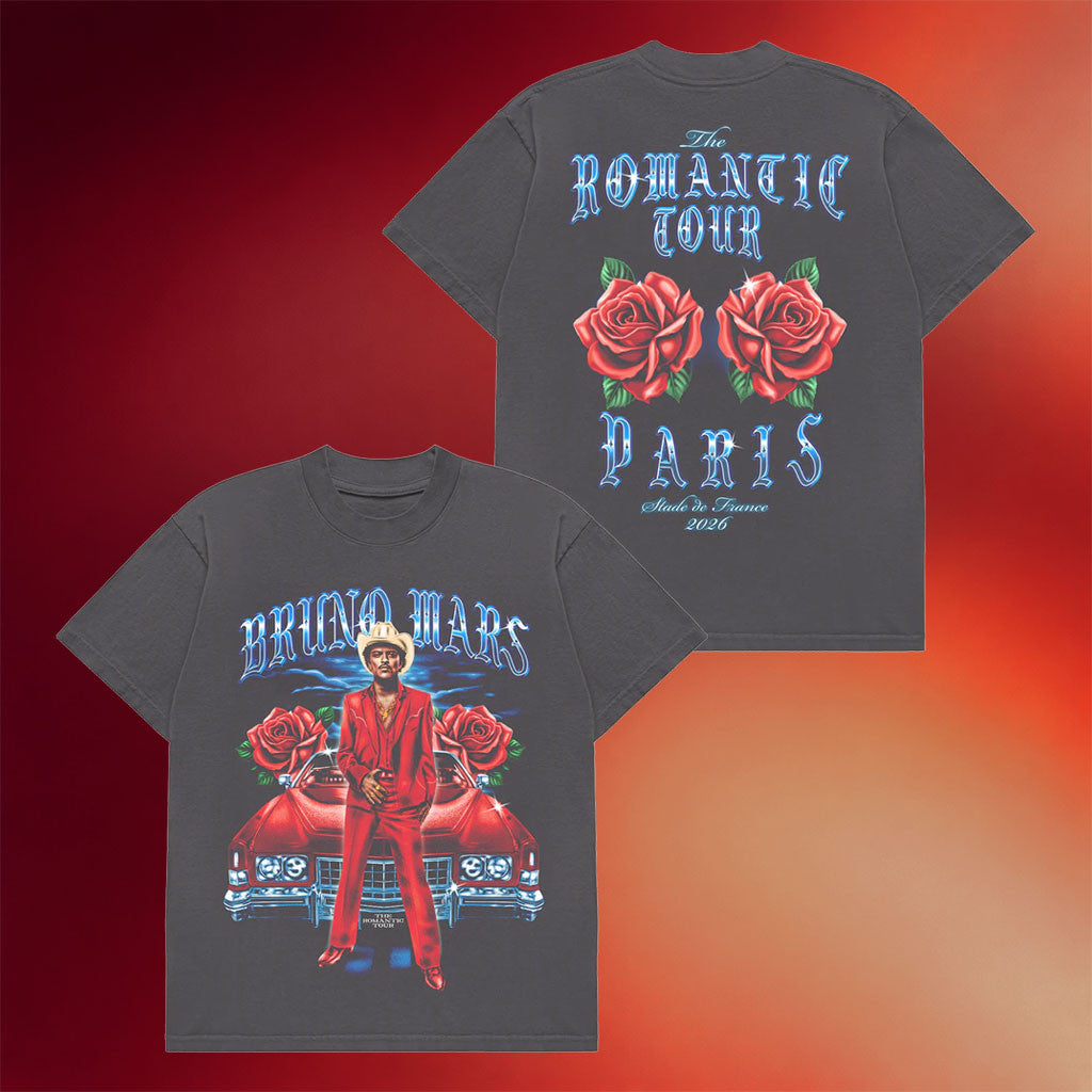 Bruno Mars Merch 2026 Paris The Romantic Tour Vintage T-Shirt Gifts For Music Lovers - Merchluma