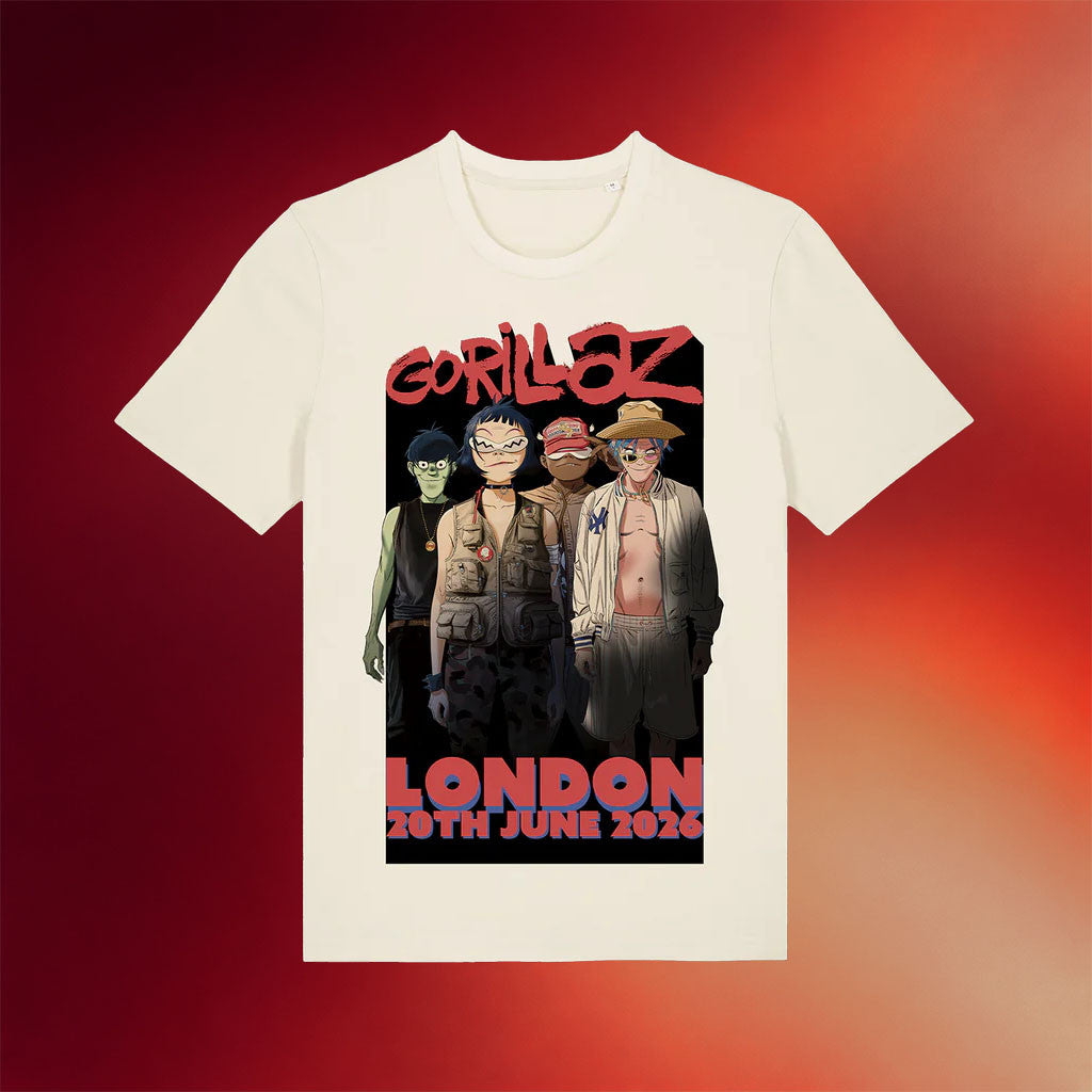 Gorillaz Merch 2026 Tottenham Poster Event T-Shirt Gorillaz Mountain Tour Merch Fan Gifts - Merchluma