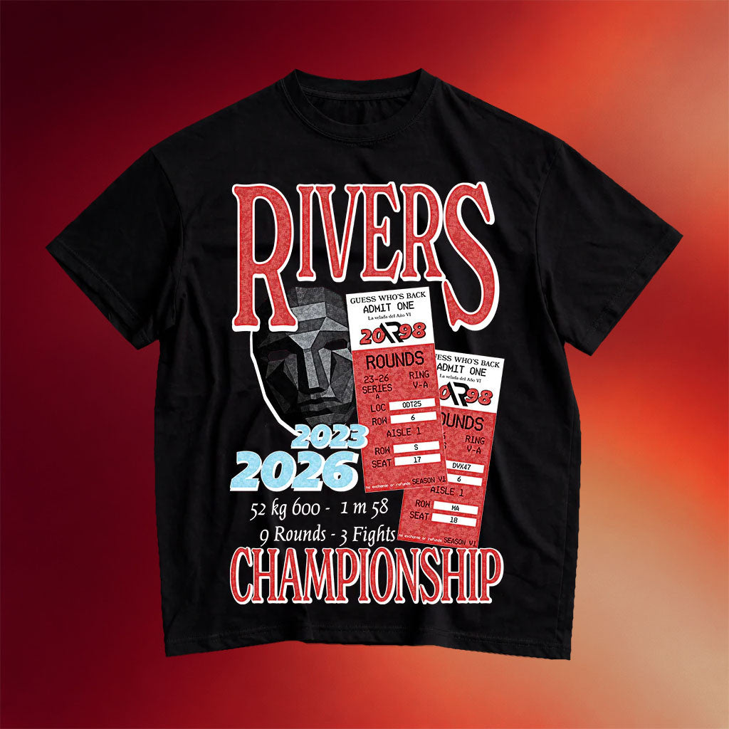 Riversgg Merch 2026 Rivers Tickets Black T-Shirt Boxer Championship Merch Gift For Fans - Merchluma