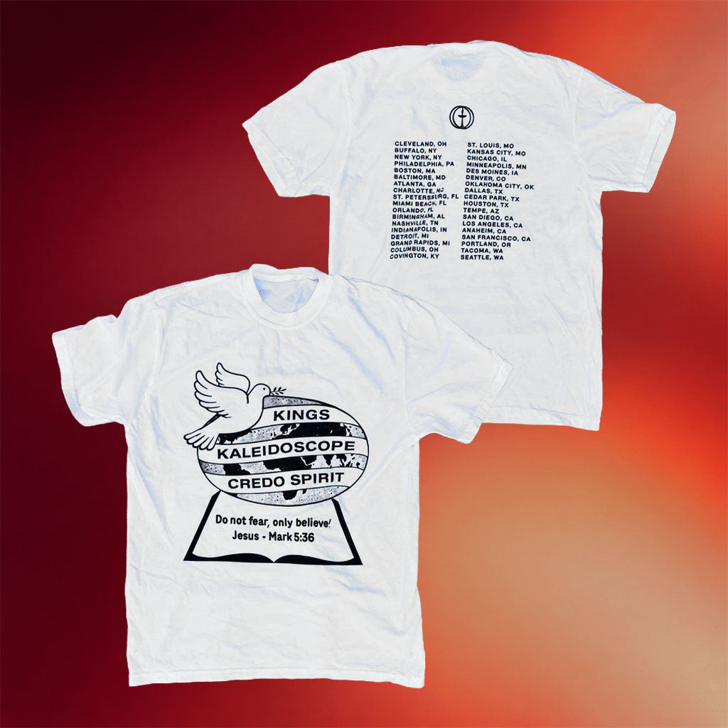 Kings Kaleidoscope Merch 2026 Globe T-Shirt White Presents For Rock Music Lovers - Merchluma