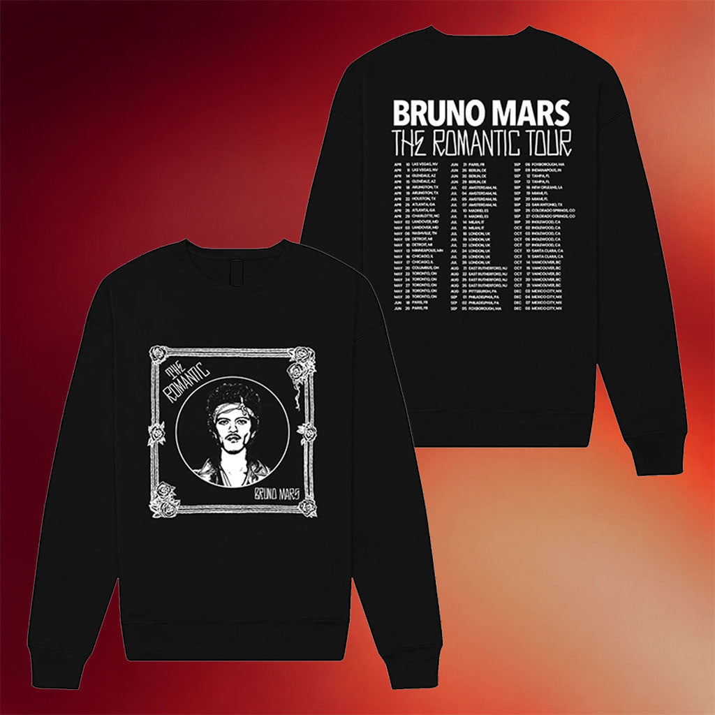Bruno Mars Merch 2026 The Romantic Tour Crewneck Sweatshirt Bruno Mars Romantic Tour Merch - Merchluma
