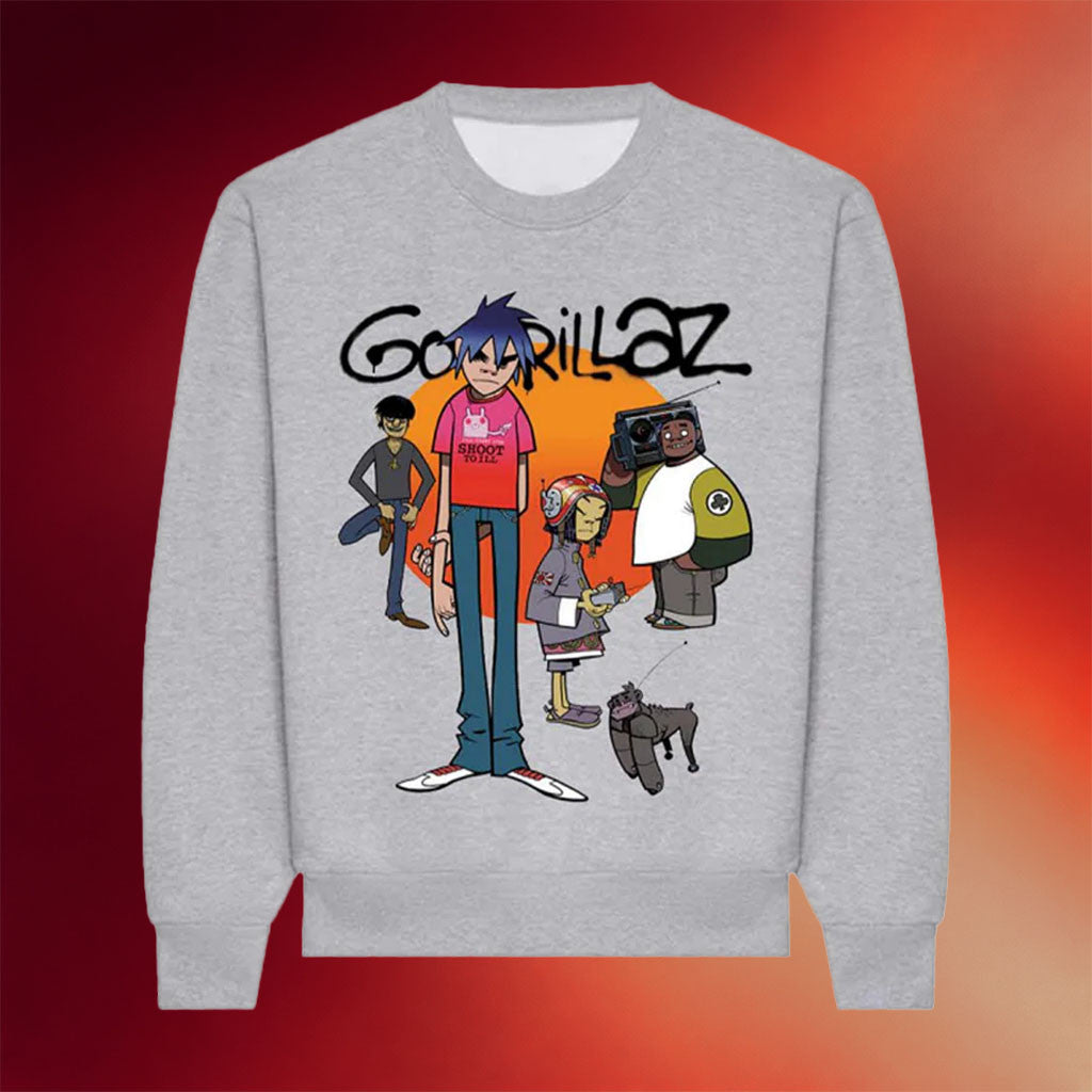 Gorillaz Merch 2026 Band Grey Sweatshirt Best Gifts For Music Lovers - Merchluma