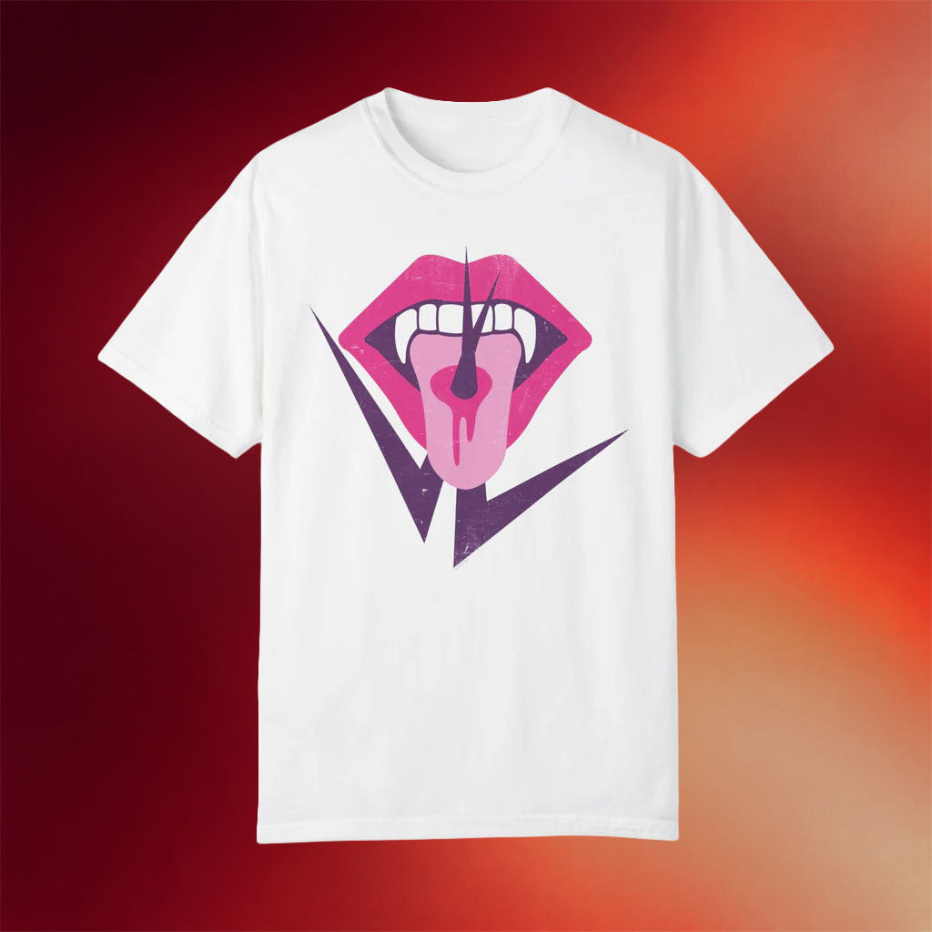 AMC Merch 2026 The Vampire Lestat Tongue And Fangs Logo T-Shirt White Gift For Sisters - Merchluma