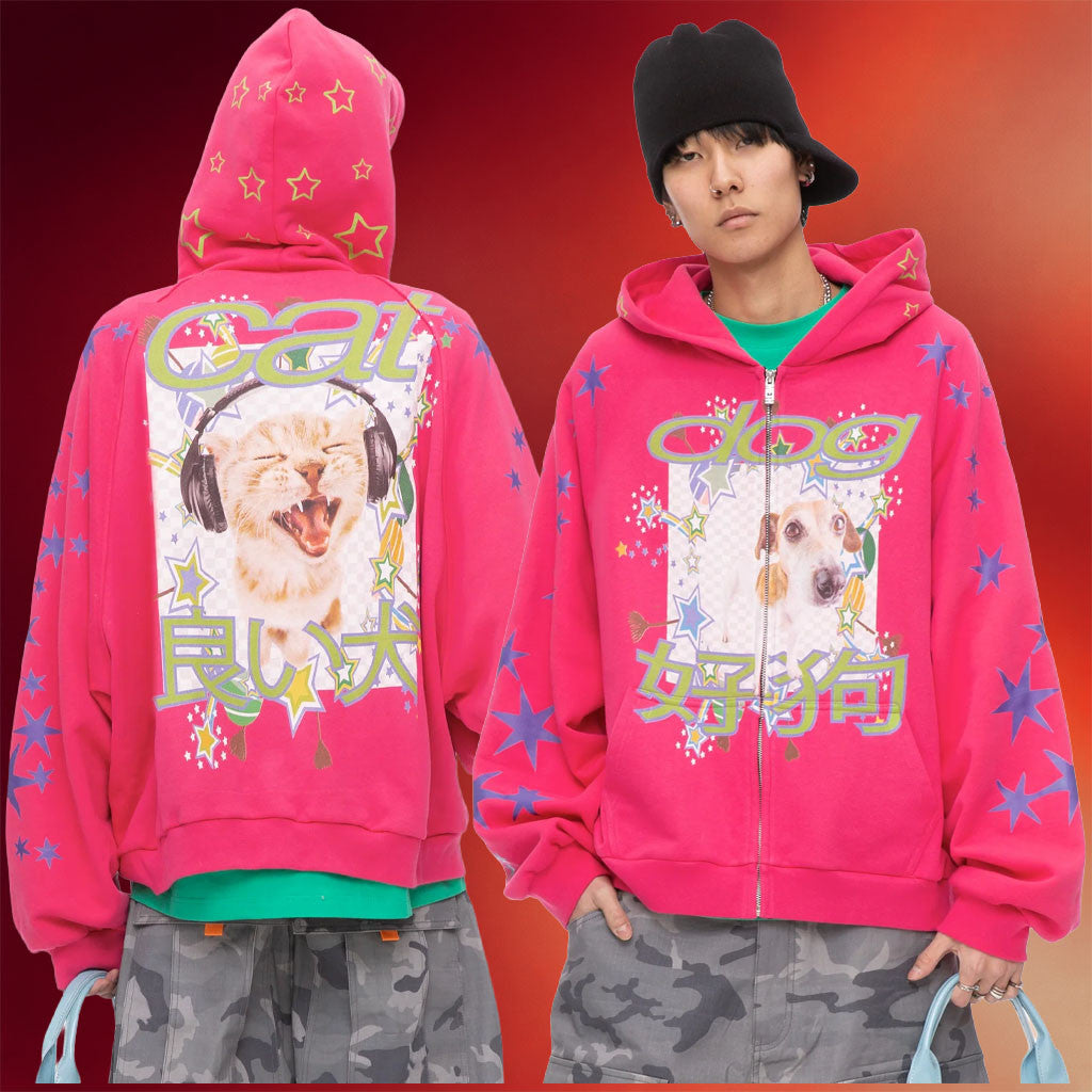 Haunted Starbucks Merch 2026 Dog Cat Zip Hoodie Cute Animal Hoodie Gift For Friends - Merchluma