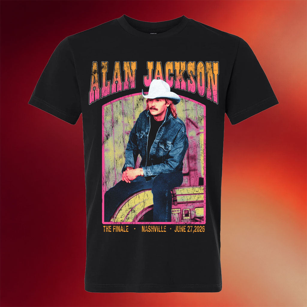 Alan Jackson Merch 2026 Jukebox Sitting Alan Black T-Shirt Alan Jackson Finale Concert Merch - Merchluma