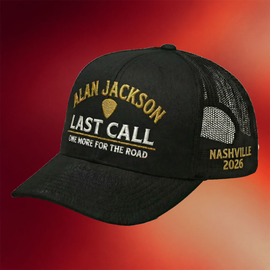 Alan Jackson Merch 2026 AJ Last Call Trucker Hat One More For The Road Cap Gift For Music Lover - Merchluma