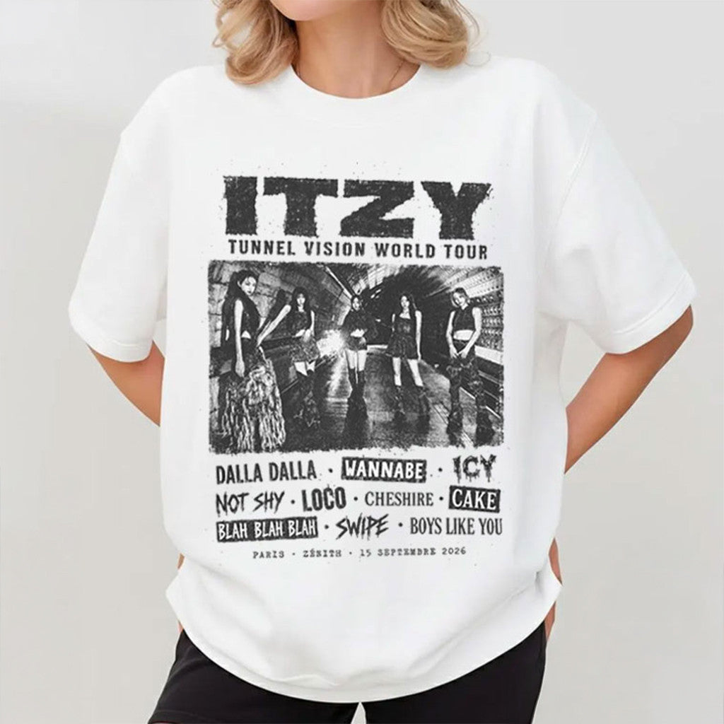 ITZY Paris 2026 Tunnel Vision World Tour T-Shirt ITZY Merch Gifts For Kpop Fans - Merchluma