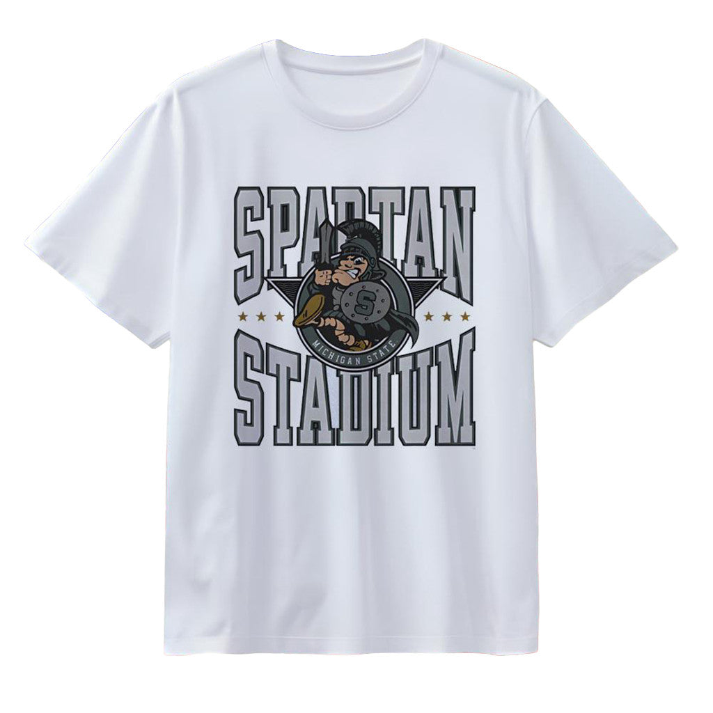 Michigan State Spartans Mascot Warrior Holding Sword Spartan Stadium T-Shirt MS Spartans Merch - Merchluma