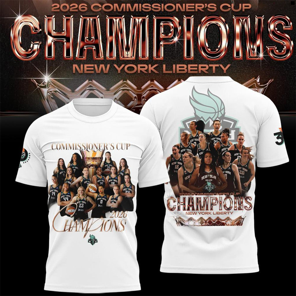 New York Liberty 2026 Commissioner's Cup Champions T-Shirt New York Liberty Merch Fan Gifts - Merchluma