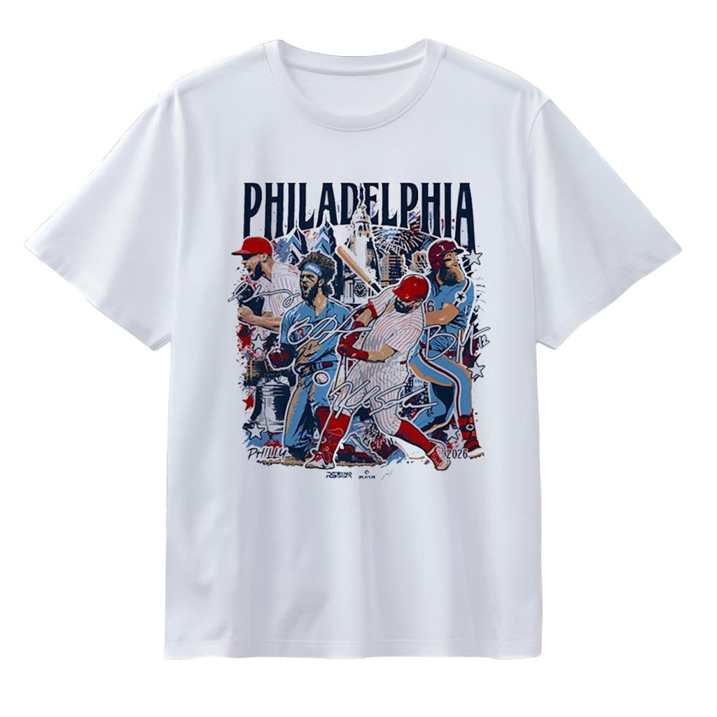Philadelphia Phillies Players Signature T-Shirt Phillies Merch Best Gifts For Baseball Fans - Merchluma