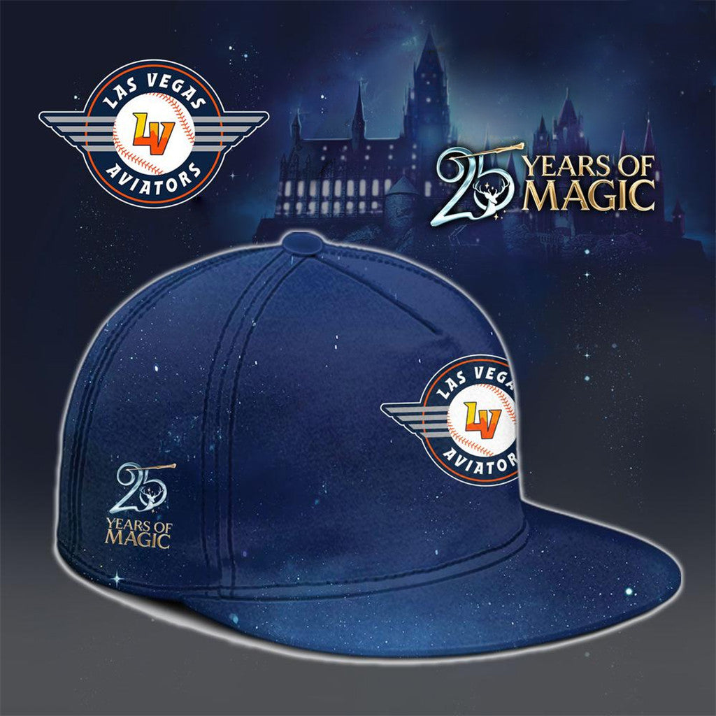 Custom Las Vegas Aviators x Harry Potter Night 25 Years of Magic Snapback Hat Aviators Merch - Merchluma