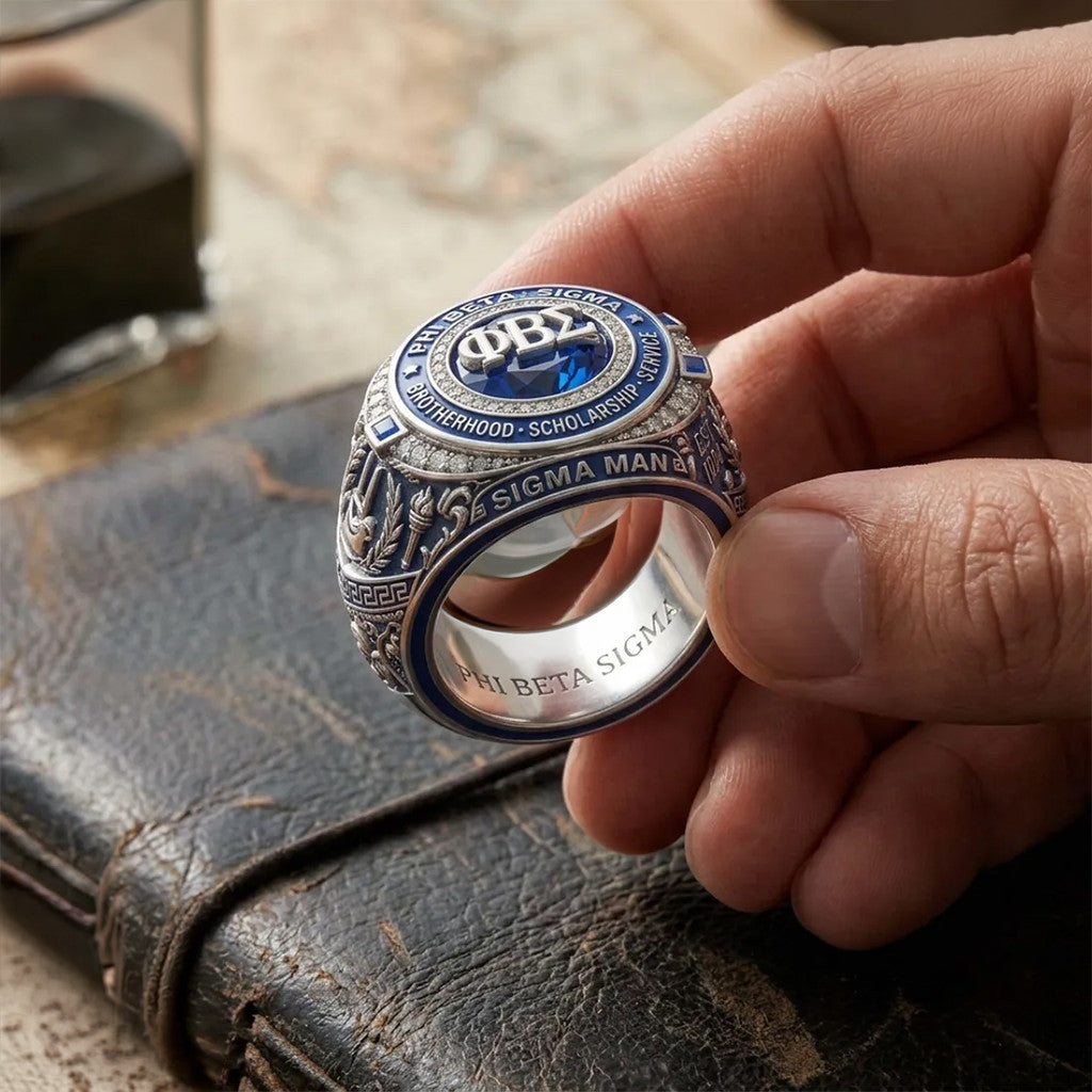 Phi Beta Sigma Est 1914 Blue Enamel Commemorative Ring Good Gifts For Son In Law - Merchluma
