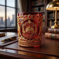 Delta Sigma Theta Ornate Gold Red Whiskey Glass Delta Sigma Theta Merch Gift For Friends - Merchluma