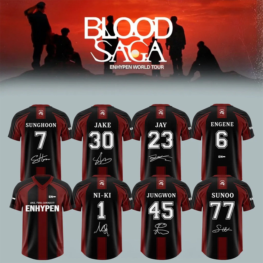 Enhypen Blood Saga 2026 World Tour Jersey Shirt Enhypen Tour Merch Gift For Kpop Fans - Merchluma