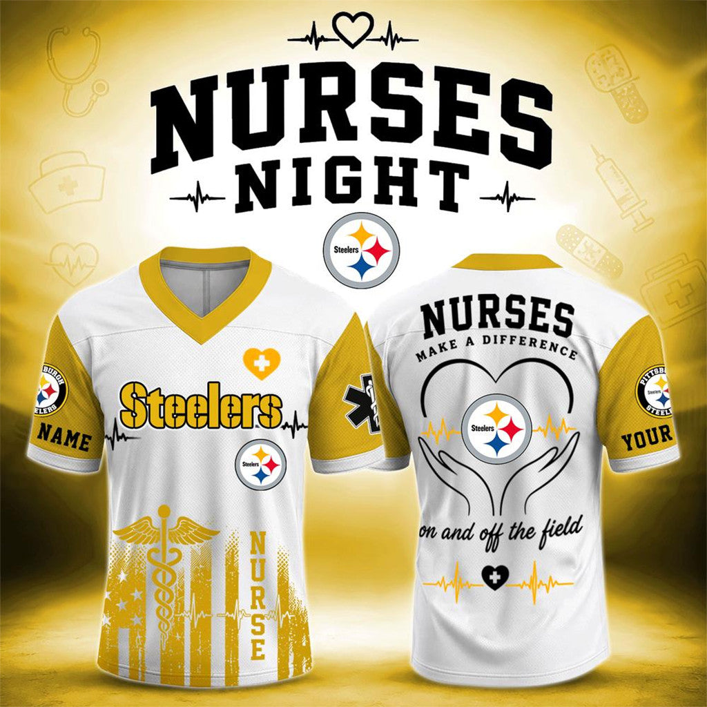 Custom Pittsburgh Steelers Nurses Night Football Jersey Nurses Make A Difference Steelers Merch - Merchluma