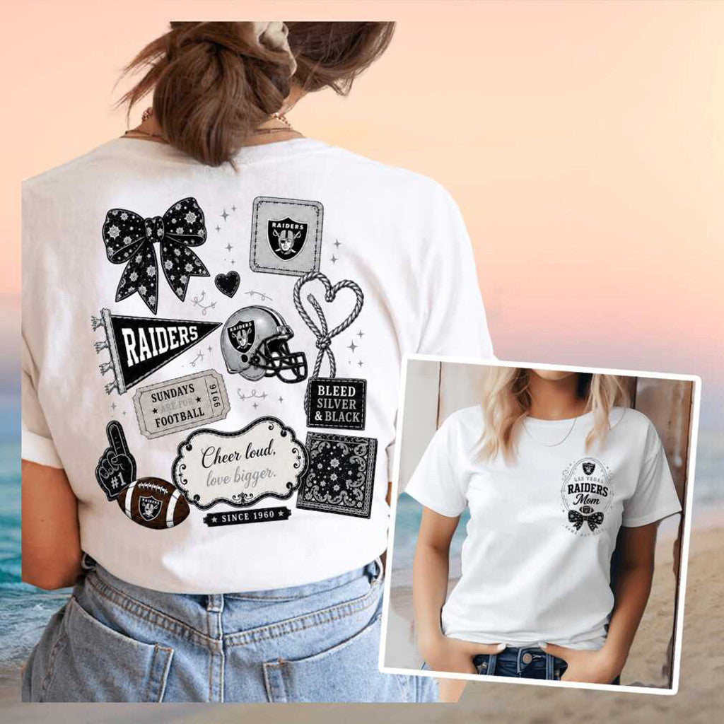LV Raiders Mom Club Sundays Football Coquette Bow T-Shirt Raiders Merch Gifts For Game Day - Merchluma