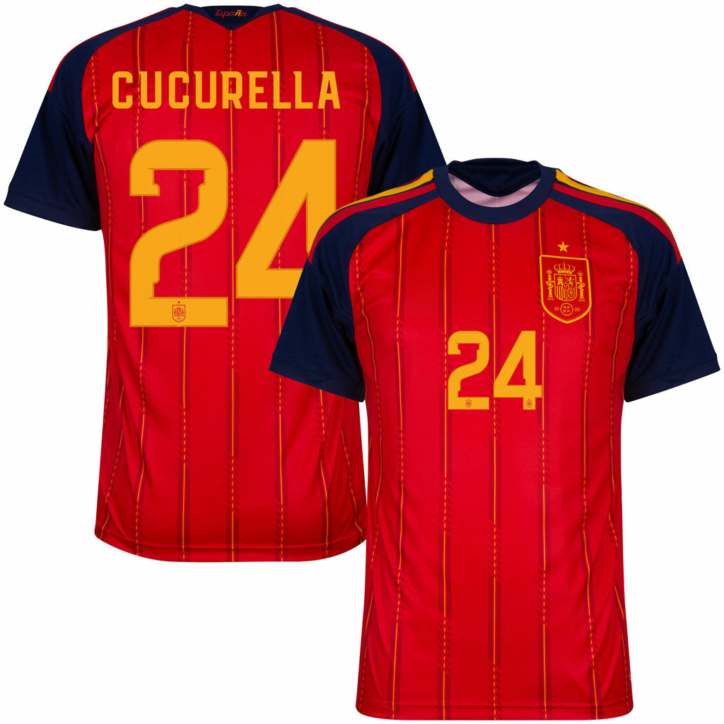 #24 Cucurella Jersey Shirt Red Spain National Team 2026 FIFA World Cup Merch Home Jersey Gifts - Merchluma