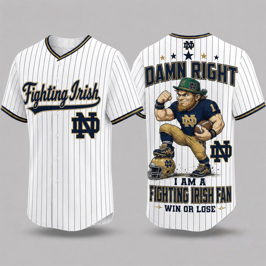 Notre Dame Fighting Irish Mascot Forever Loyal Fan Baseball Jersey Fighting Irish Merch - Merchluma