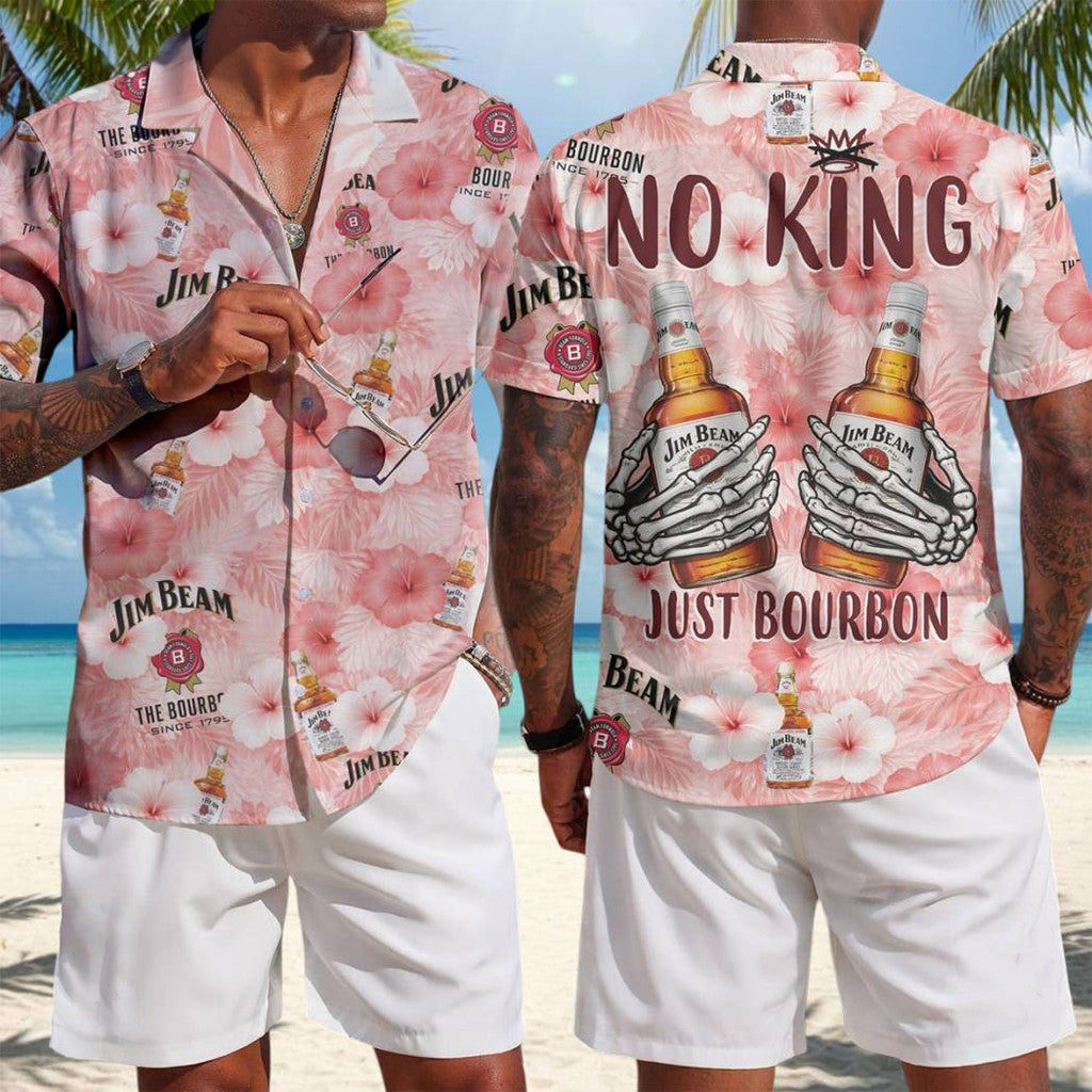 Jim Beam No King Just Bourbon Summer Hawaii Shirt Jim Beam Merch Gift Ideas - Merchluma