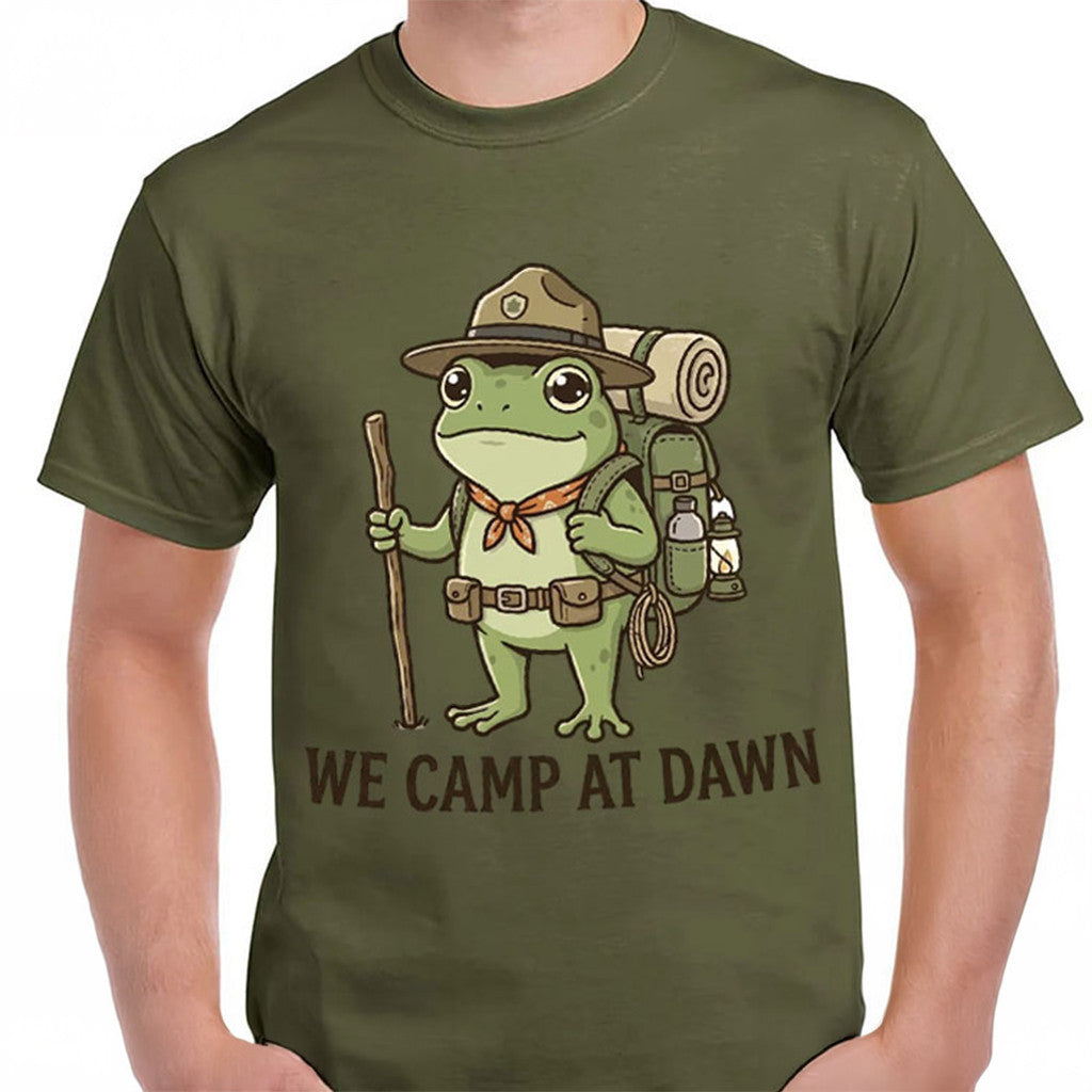 We Camp At Dawn T-Shirt Funny Frog Meme Camping Shirt Meaningful Gifts For Husband - Merchluma