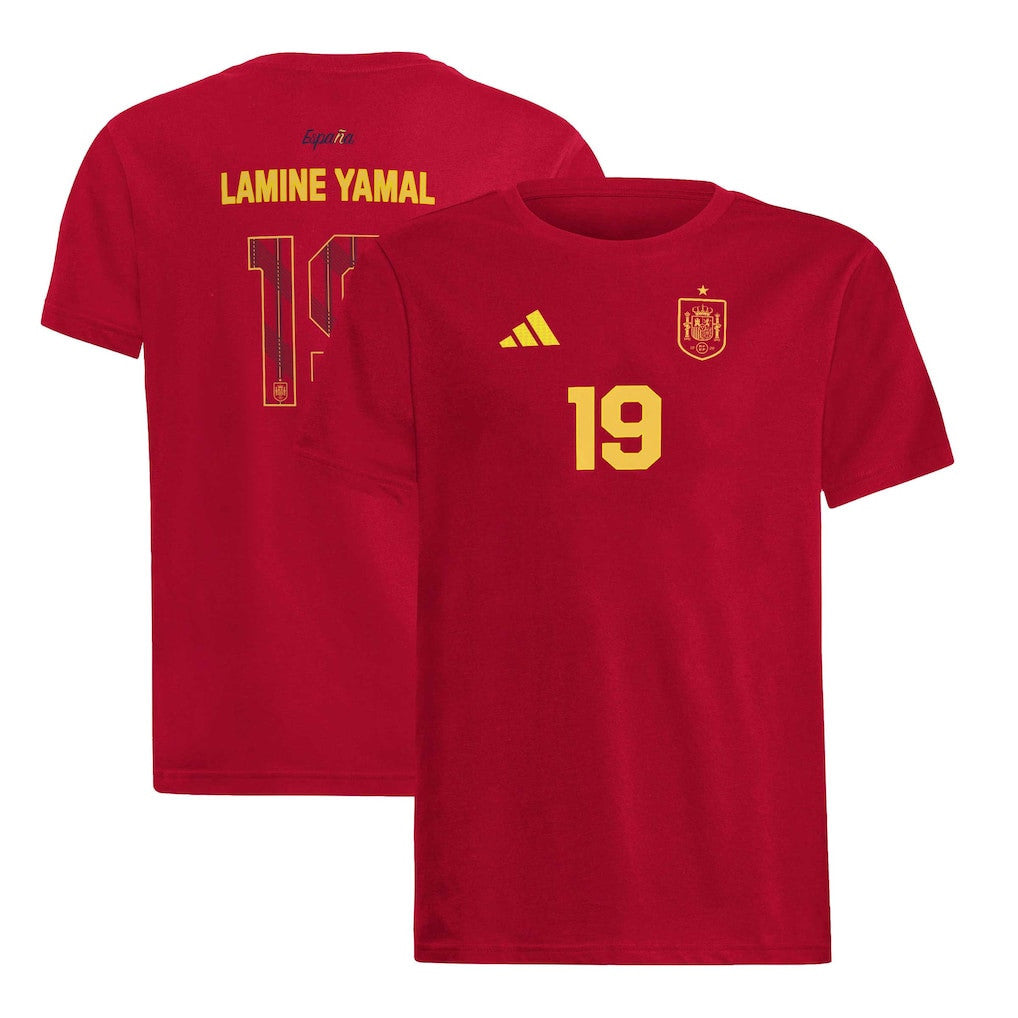 Lamine Yamal T-Shirt Red #19 Spain National Team Shirt World Cup Champions Spain Merch Fan Gift - Merchluma