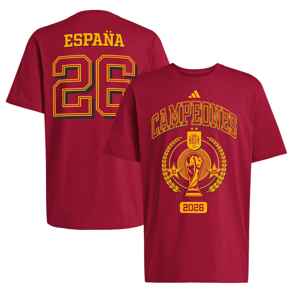 Spain World Cup Champions Merch Spain National Team 2026 World Cup Champions Trophy T-Shirt Red - Merchluma