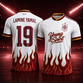 Lamine Yamal 19 Young Spirit Flames Soccer V-Neck Shirt Spain Merch Gift For Football Fans - Merchluma