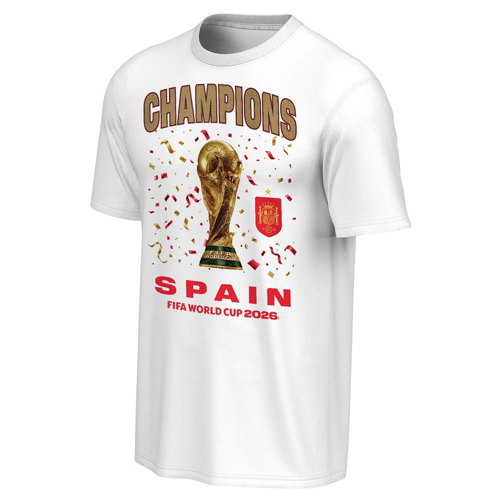 Spain World Cup Champions Merch 2026 FIFA World Cup Champions Spain T-Shirt White Fan Gear - Merchluma