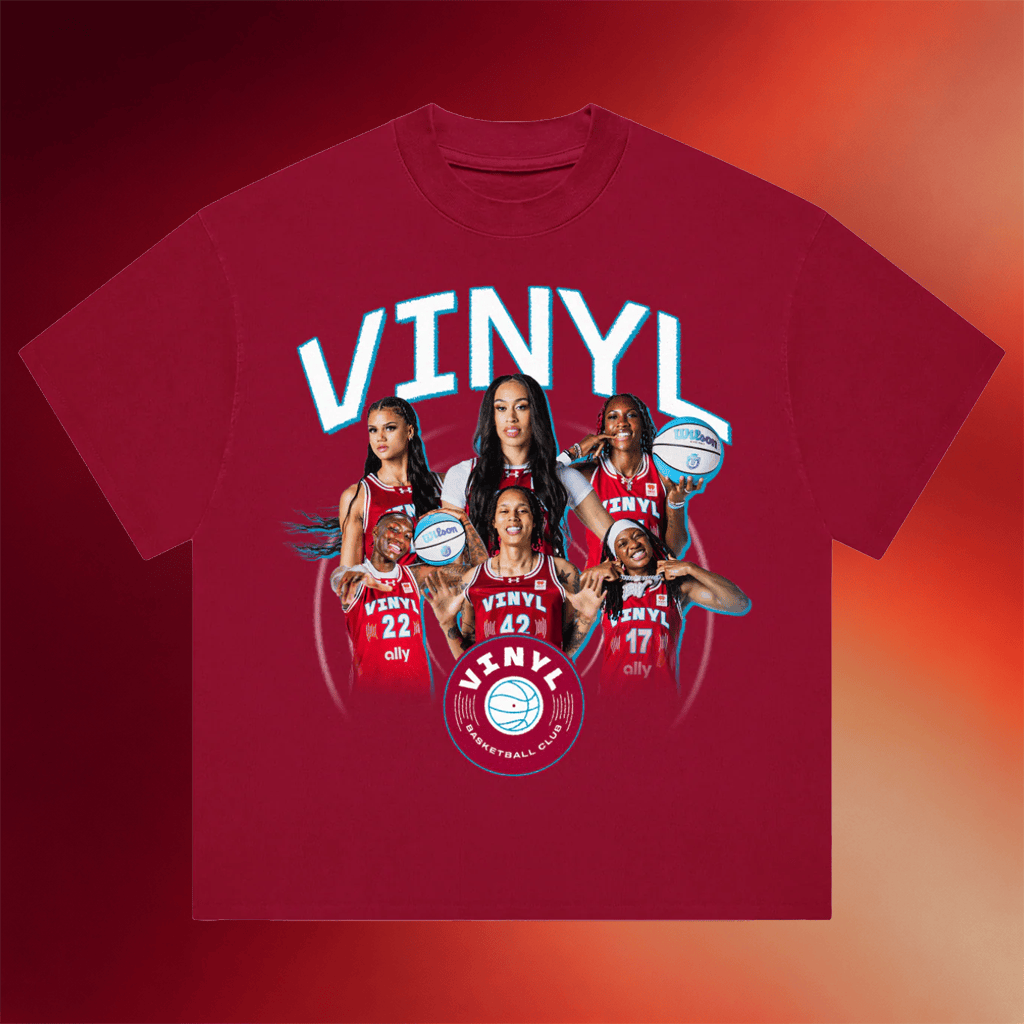 Unrivaled Merch 2026 Vinyl Basketball Club Player T-Shirt Gifts For Basketball Enthusiast - Merchluma