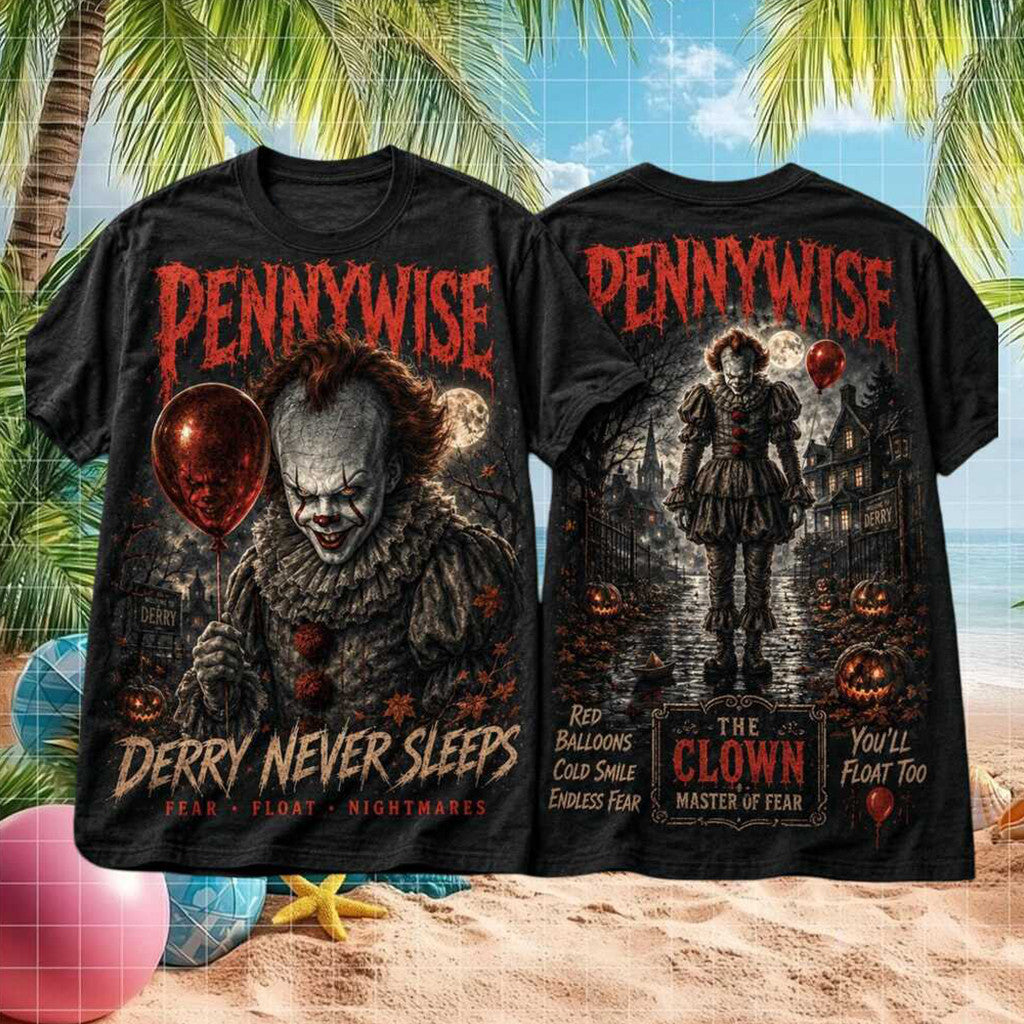 Pennywise IT 1986 Anniversary T-Shirt Derry Never Sleeps Horror Movie Shirt Fans Gift - Merchluma