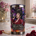 Selena Purple Rose 55th Anniversary Stainless Steel Tumbler Selena Merch Gifts For Men Fans - Merchluma