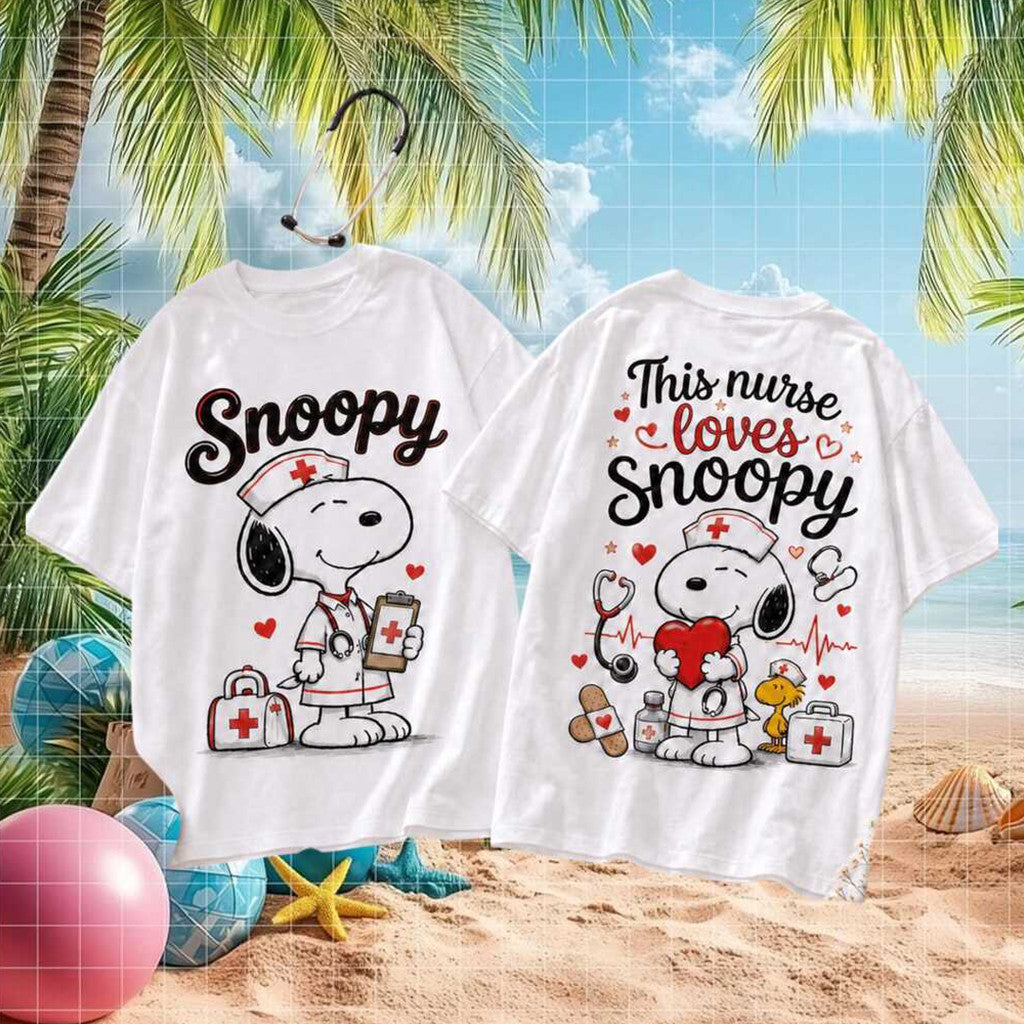Peanuts Snoopy Nurse Merch This Nurse Loves Snoopy T-Shirt Birthday Presents For Brother - Merchluma