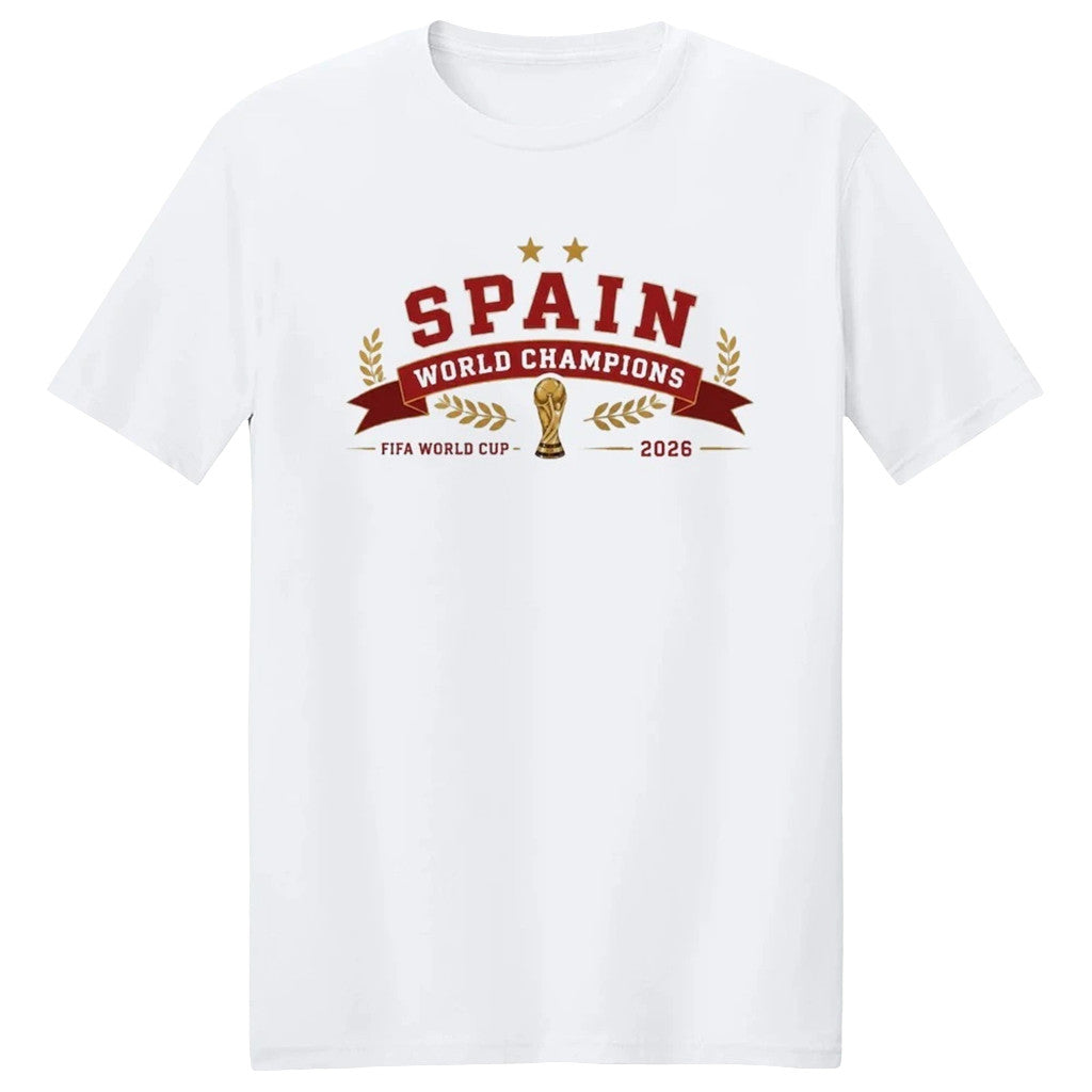Spain World Cup Champions Merch 2026 Spain World Champions T-Shirt White FIFA Merch Fan Gifts - Merchluma