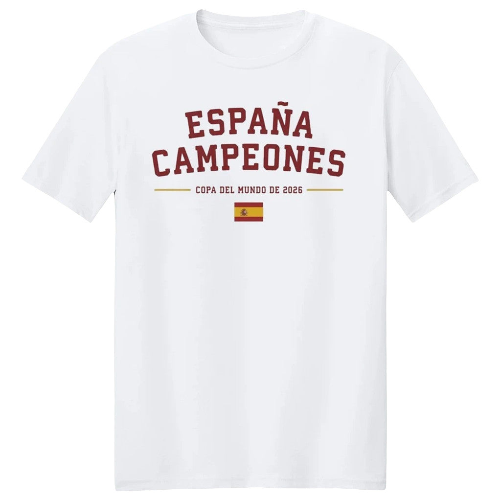 Spain World Cup Champions Merch Espana Campeones 2026 Shirt Copa Del Mundo De 2026 Tee White - Merchluma