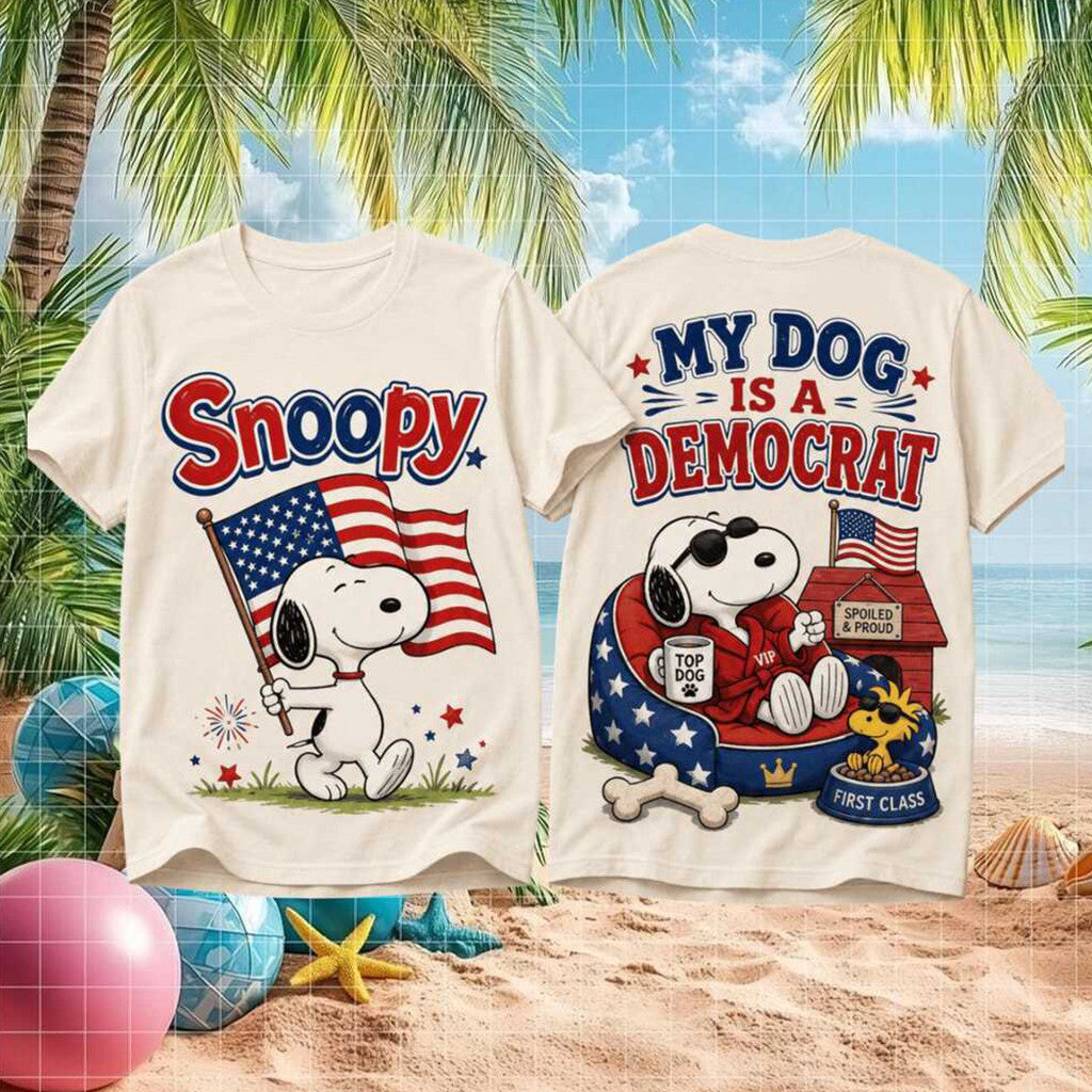 Patriotic Snoopy American Flag Dog Democrat Funny T-Shirt Patriotic Snoopy Merch Gifts - Merchluma