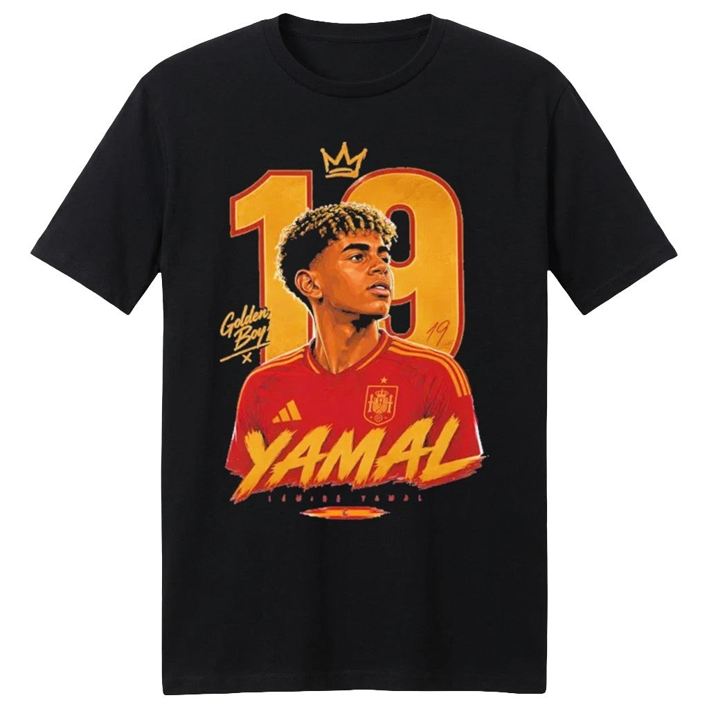 Lamine Yamal T-Shirt Black Spain World Cup Champions 2026 Merch #19 Golden Boy Shirt Fan Gifts - Merchluma