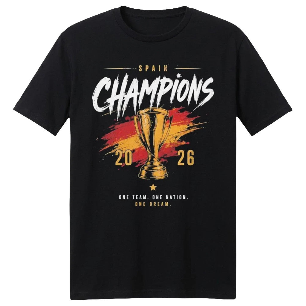 Spain World Cup Champions Merch 2026 Spain Champions Shirt Black One Team One Nation One Dream - Merchluma