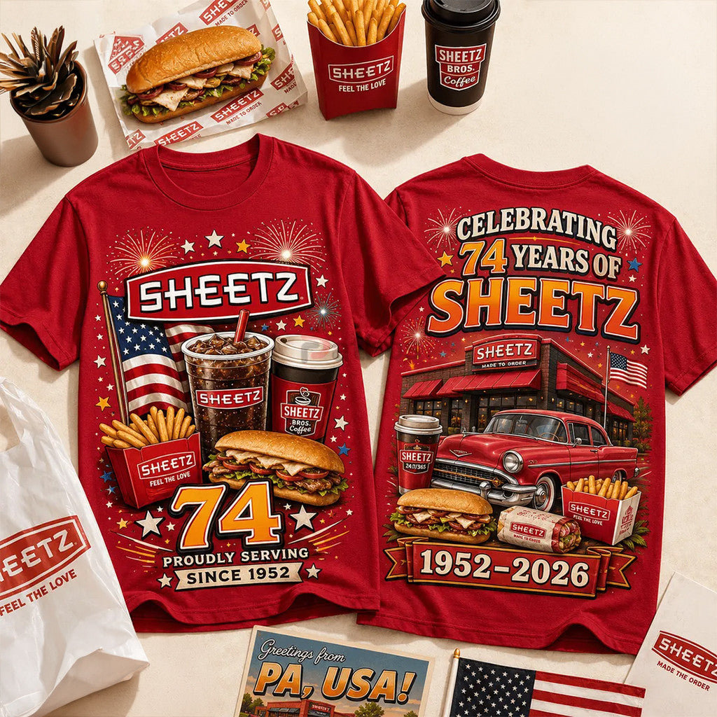 Sheetz 74th Anniversary 1952-2026 Red T-Shirt Sheetz Merch Birthday Ideas For Husband - Merchluma