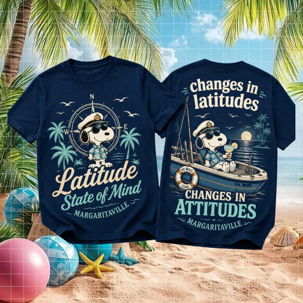 Snoopy Latitude State Of Mind Changes In Attitudes T-Shirt Margaritaville Merch Gift For Fans - Merchluma