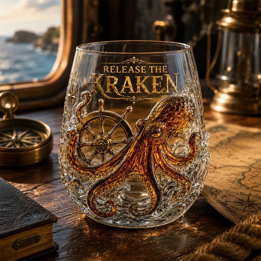 Kraken Rise The Kraken Merch Pirate Legendary Ocean Wine Glass Gifts For Superfans - Merchluma