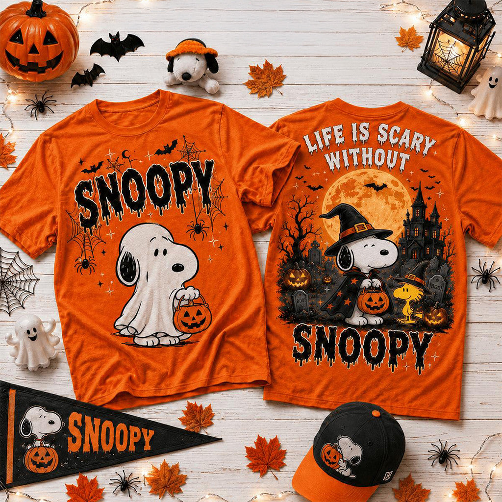 Snoopy Ghost Costume Halloween Spooky Nights T Shirt Snoopy Ghost Merch Gift Ideas For Husband - Merchluma
