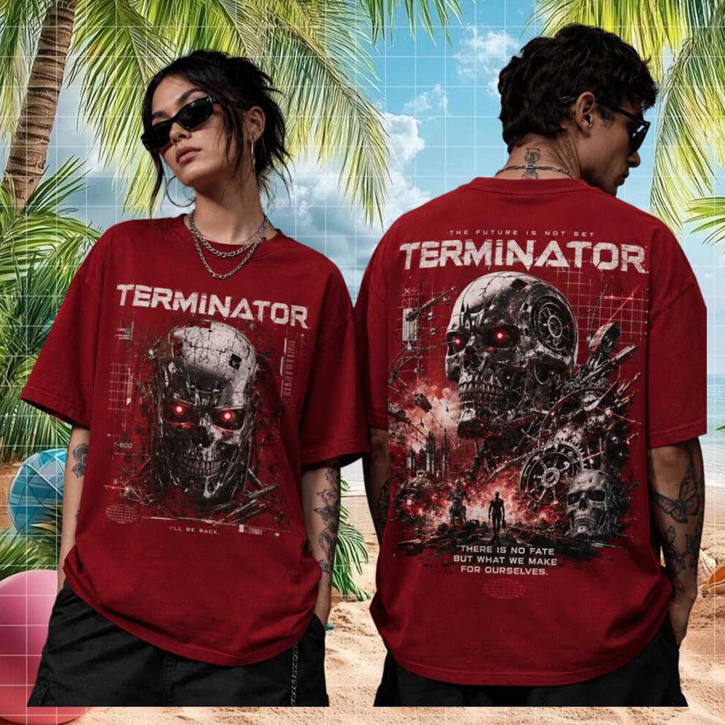 Terminator T-800 Cybernetic Skull Dark Future T-Shirt Terminator Merch Present For Him - Merchluma