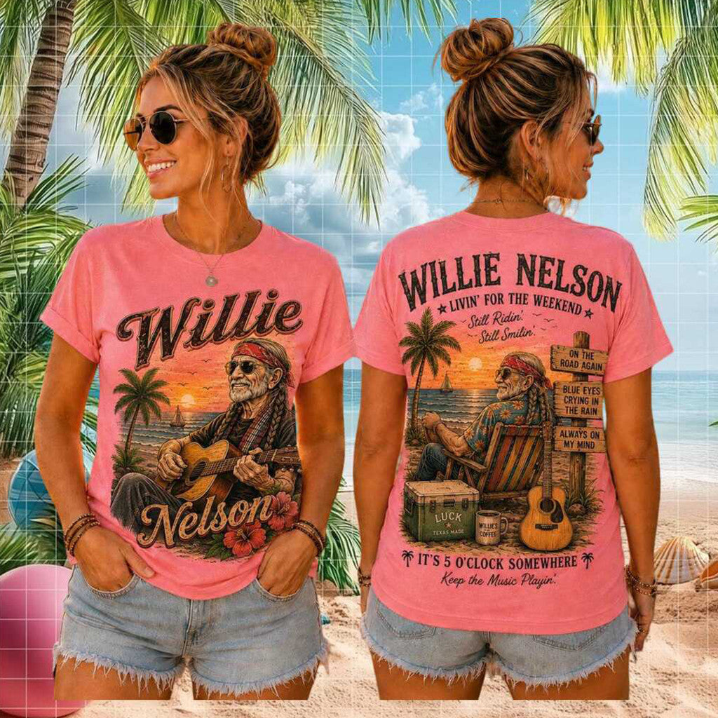Willie Nelson Livin For The Weekend T-Shirt Vintage Beach Country Music Shirt Gifts For Fans - Merchluma