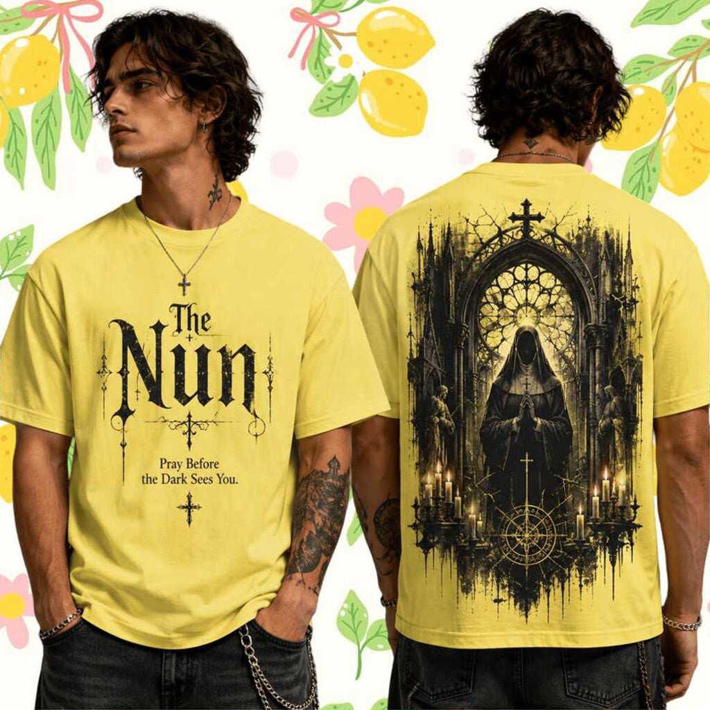 The Nun T-Shirt Horror Movie Gothic Dark Religious Statue Cinematic Apparel Present - Merchluma