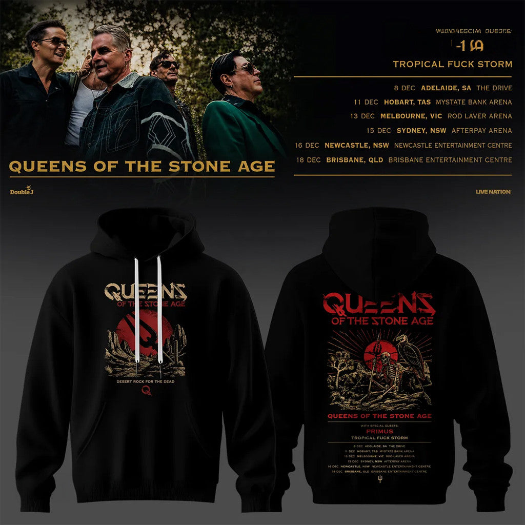 Queens Of The Stone Age Merch Desert Rock Australia Tour 2026 Hoodie Unique Gift For Brother - Merchluma